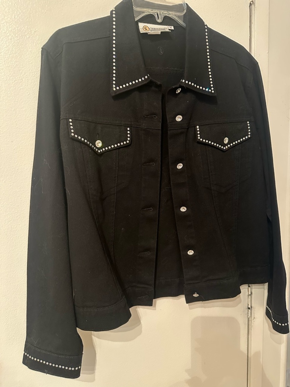 Christine Alexander Black Denim Jacket with Studded Trim